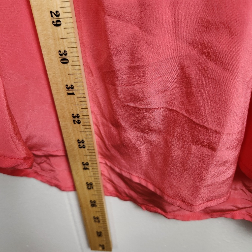 BCBGMAXAZRIA Shirt‎ Womens Small Pink Geranium Silk Long Sleeve Blouse Button Up - Picture 9 of 12